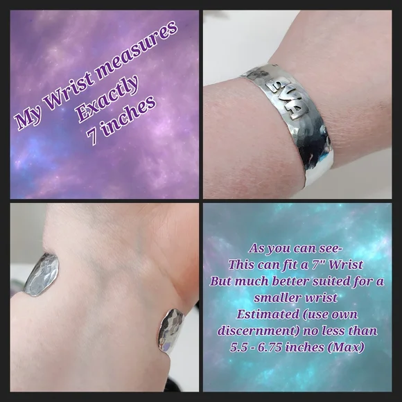 Gail Bird/Yazzie Johnson Personalized EVA Sterling Silver Hammered Cuff Bracelet - Picture 9 of 10